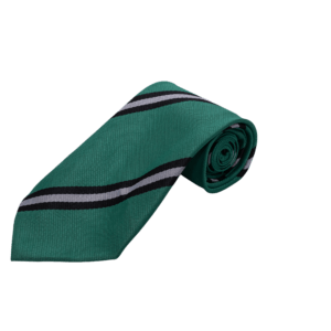 Striped School Tie – Jade, Black & White
