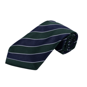 Striped School Tie – Green, Navy & White