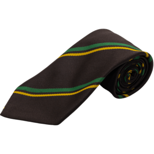 Striped School Tie – Brown, Green & Gold