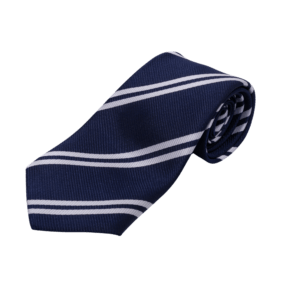Striped School Tie – Navy & White