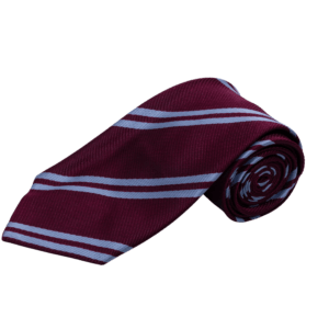 Striped School Tie – Maroon & Sky
