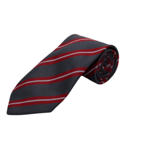 Striped School Tie – Grey, Red & White