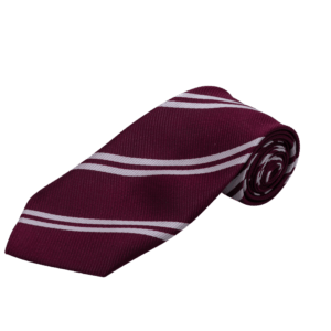 Striped School Tie – Maroon & White