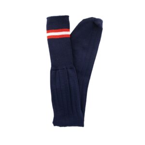 School Socks - Navy with Red & White