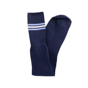 School Socks - Navy with Sky & White - Wide