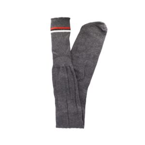 School Socks - Grey with Red & White - Thin stripe