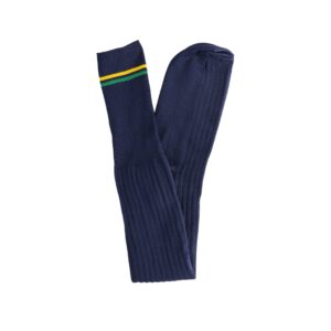School Socks - Navy with Gold & Green